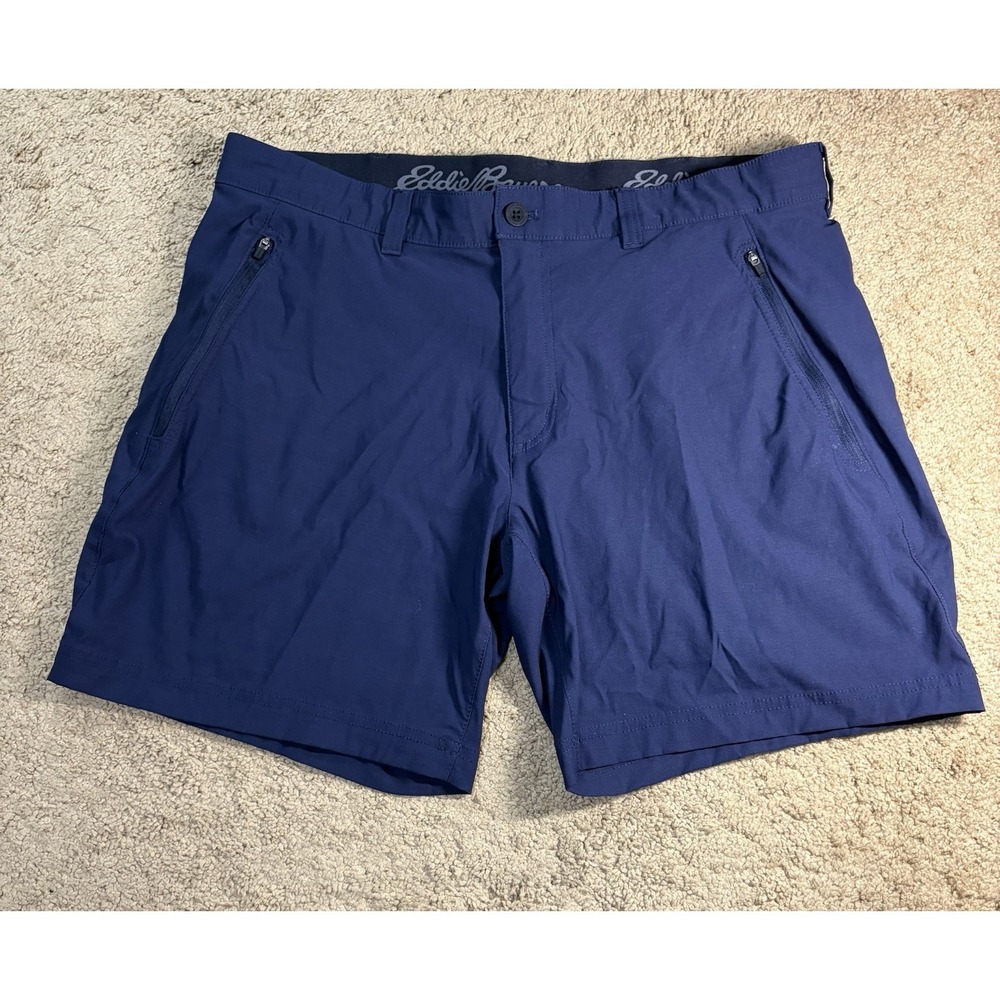 Eddie Bauer Horizon Guide Wander Short Men 38 Navy Slash Zip Pockets Outdoor